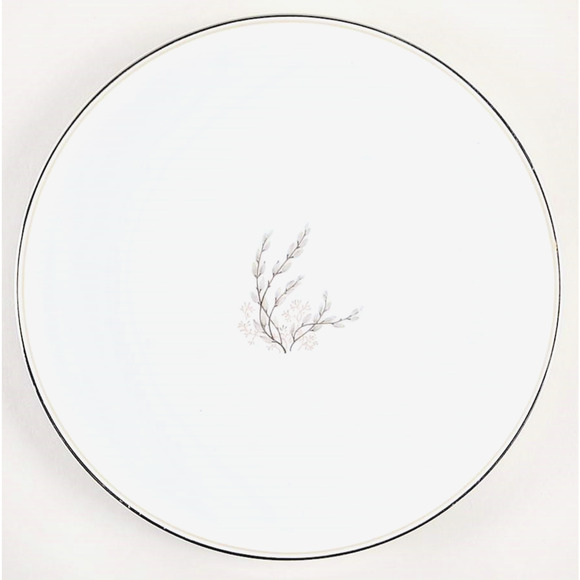 Noritake SALAD PLATE 8.25" Candice Pussywillow White Silver Mid Century Mad Men - Picture 2 of 3